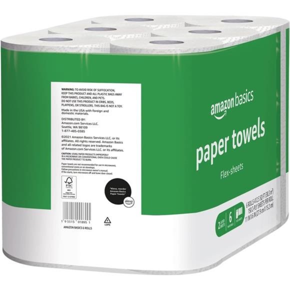 2-Ply Paper Towels,Flex-Sheets,150 Sheets per Roll,12 Rolls (2 Packs of 6),White - Picture 3 of 6